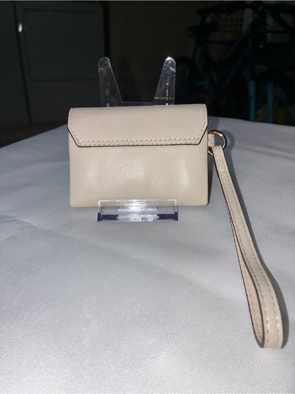 Lodis Paige Mini Leather Wristlet Wallet Beige RFID NWOT